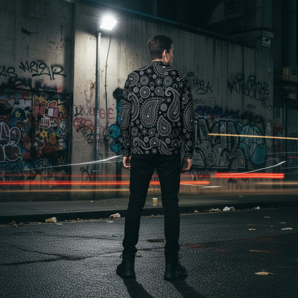 Button-up Baseball Jacket - Bandana Pattern