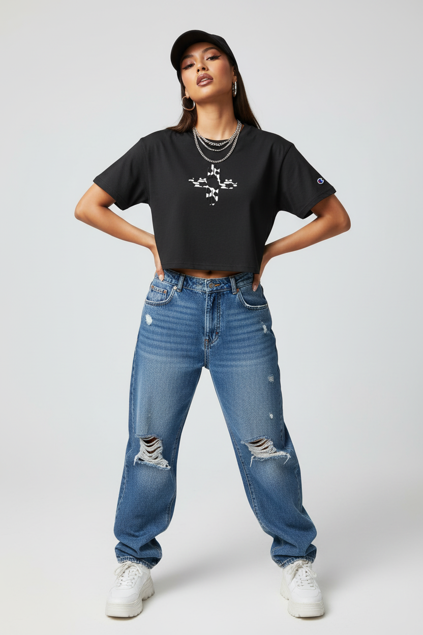Zia Cow Print - Women's Cropped Champion T-Shirt