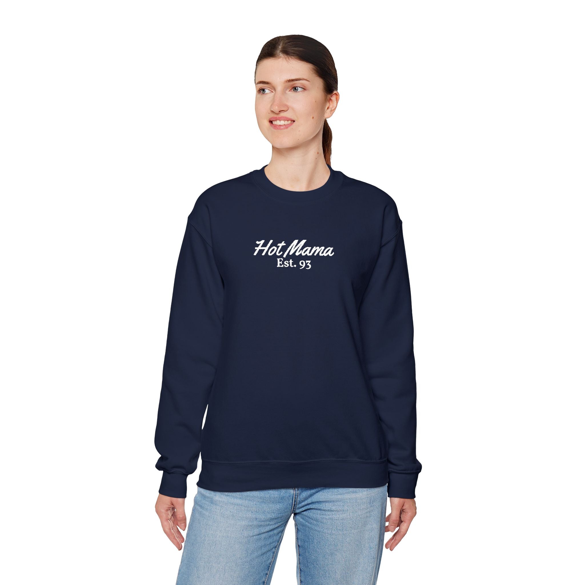Hot Mama - Personalized Embroidery Crewneck Sweatshirt