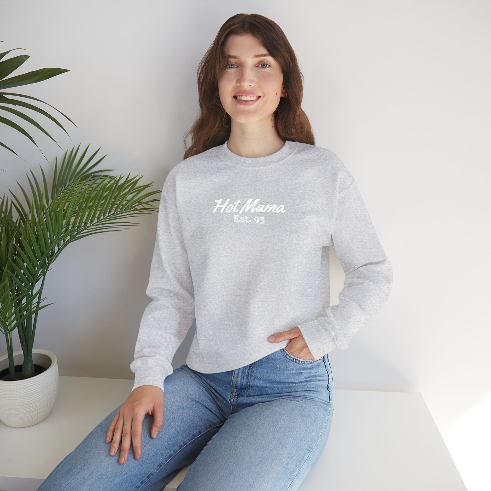 Hot Mama - Personalized Embroidery Crewneck Sweatshirt