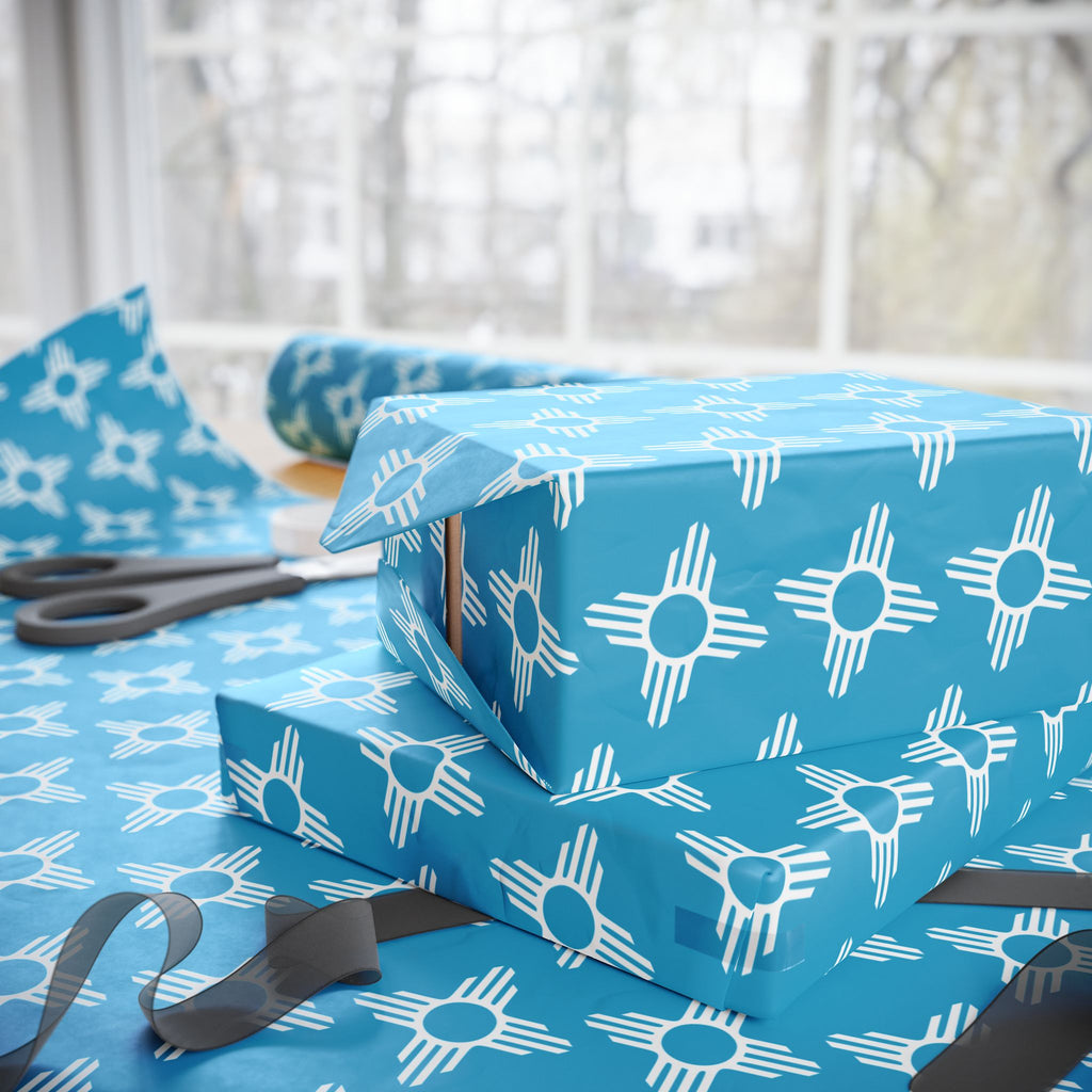 Zia Sun Pattern Wrapping Paper | Turquoise Southwestern Gift Wrap