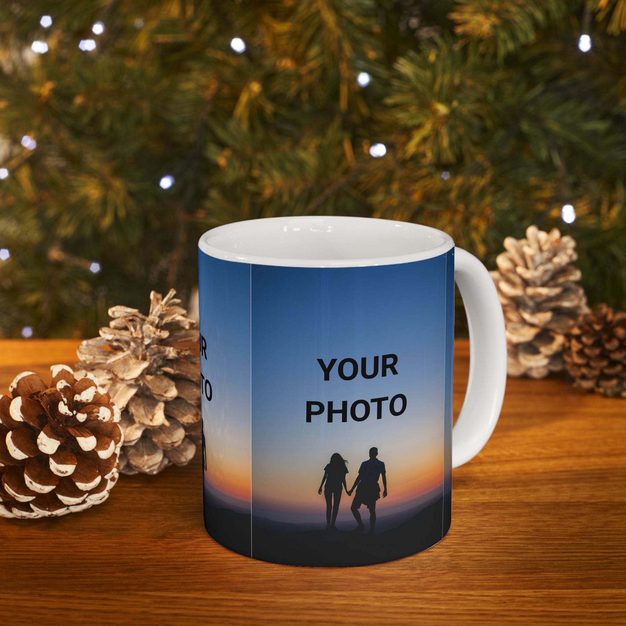 Personalized Photo Mug — Custom Sunset Couple Ceramic Coffee Cup (11oz/15oz)