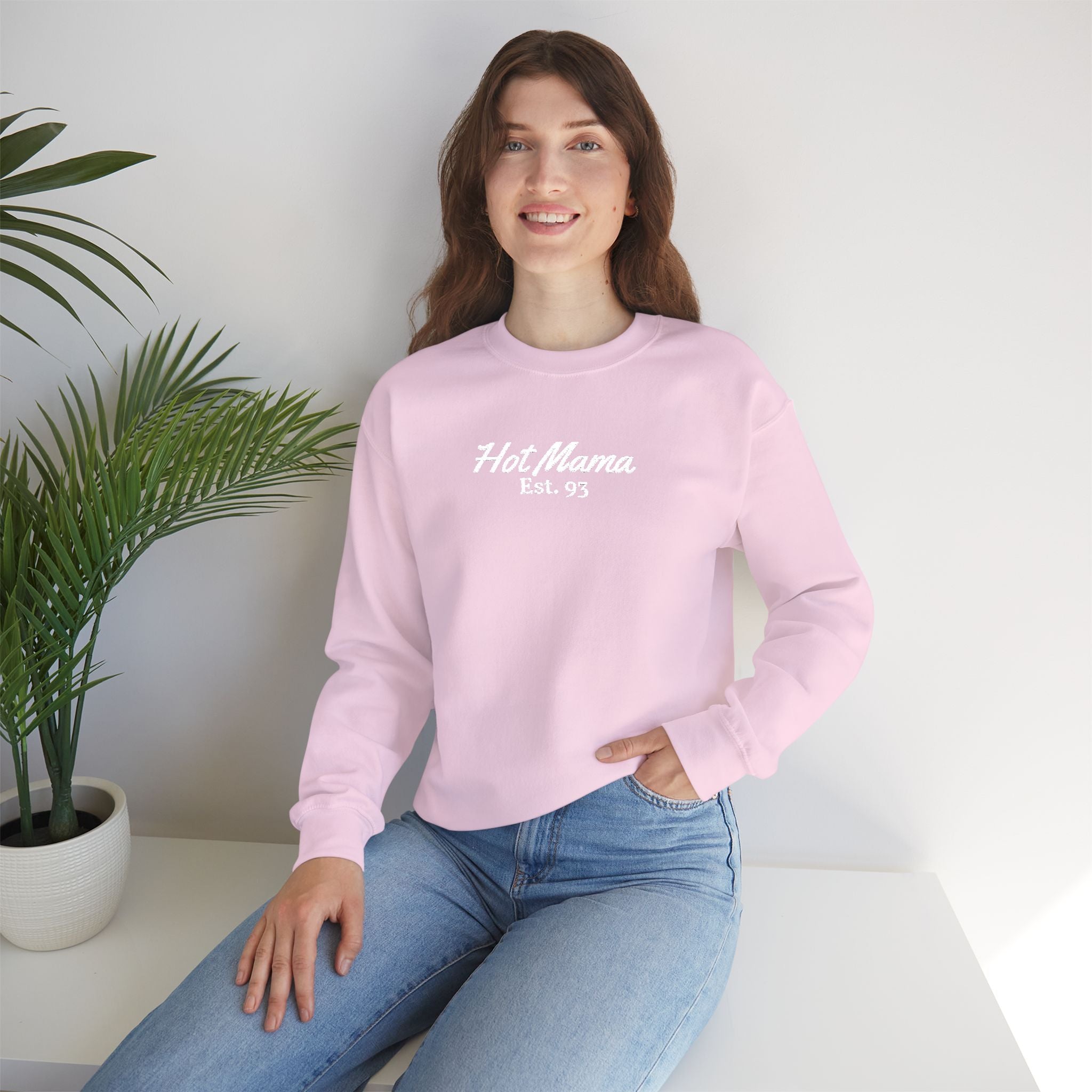 Hot Mama - Personalized Embroidery Crewneck Sweatshirt
