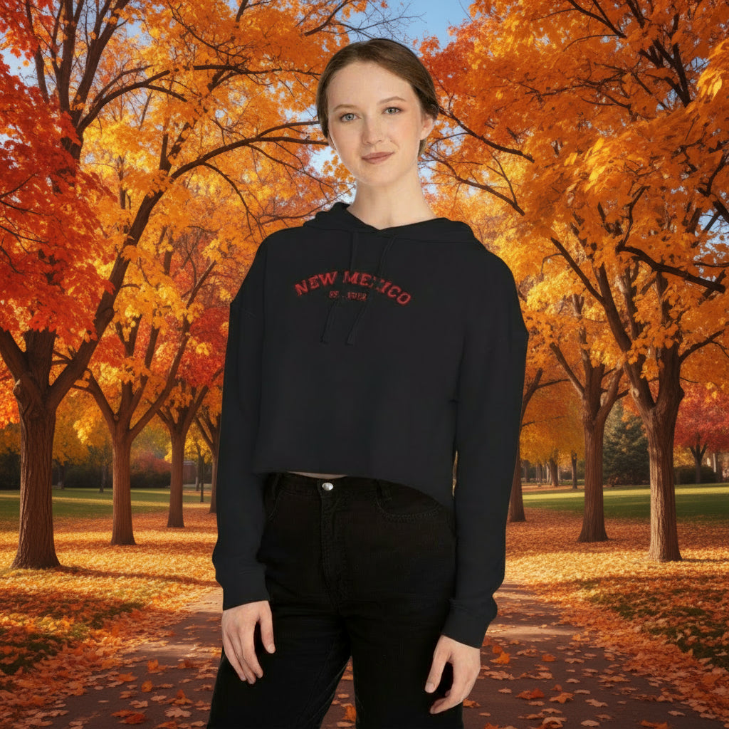 New Mexico Cropped Women's Hooded Sweatshirt