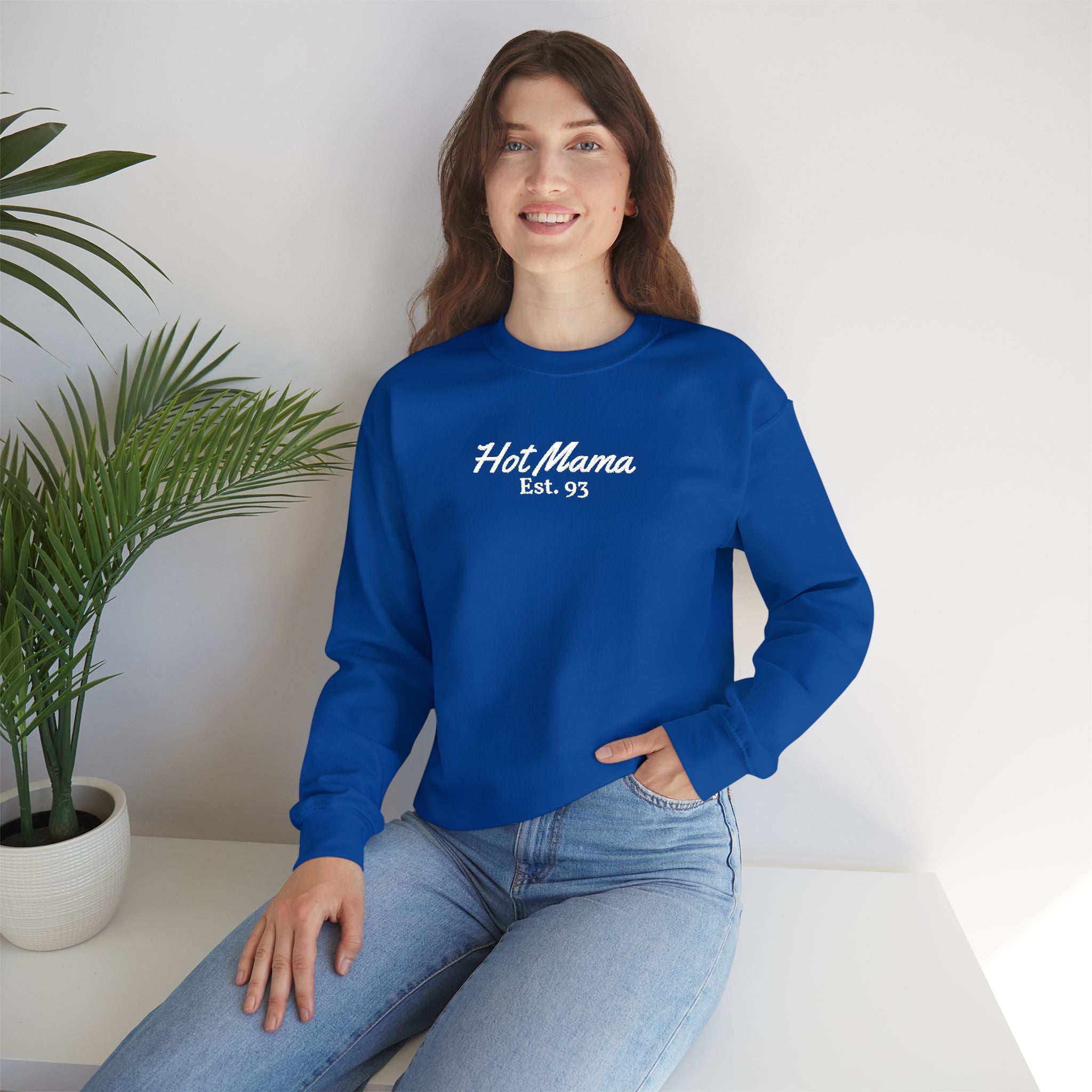 Hot Mama - Personalized Embroidery Crewneck Sweatshirt