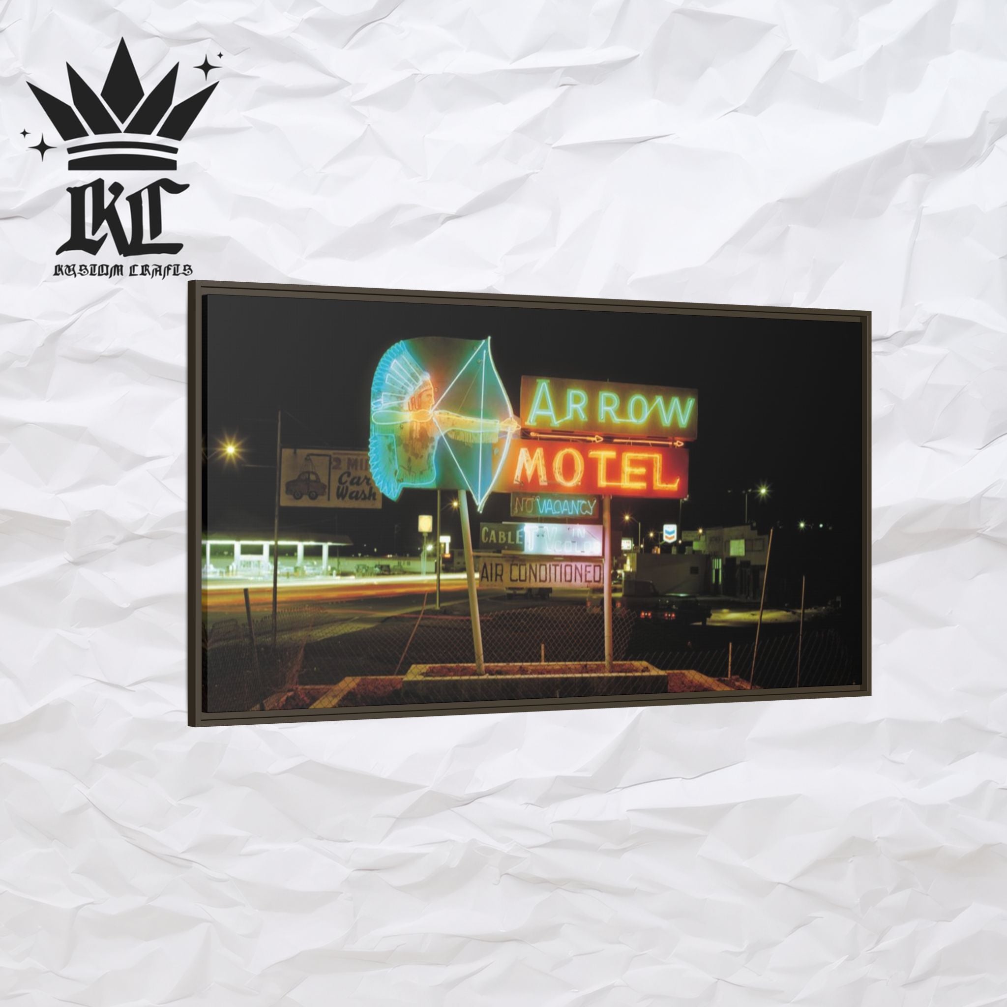 Vintage Arrow Motel Framed Canvas