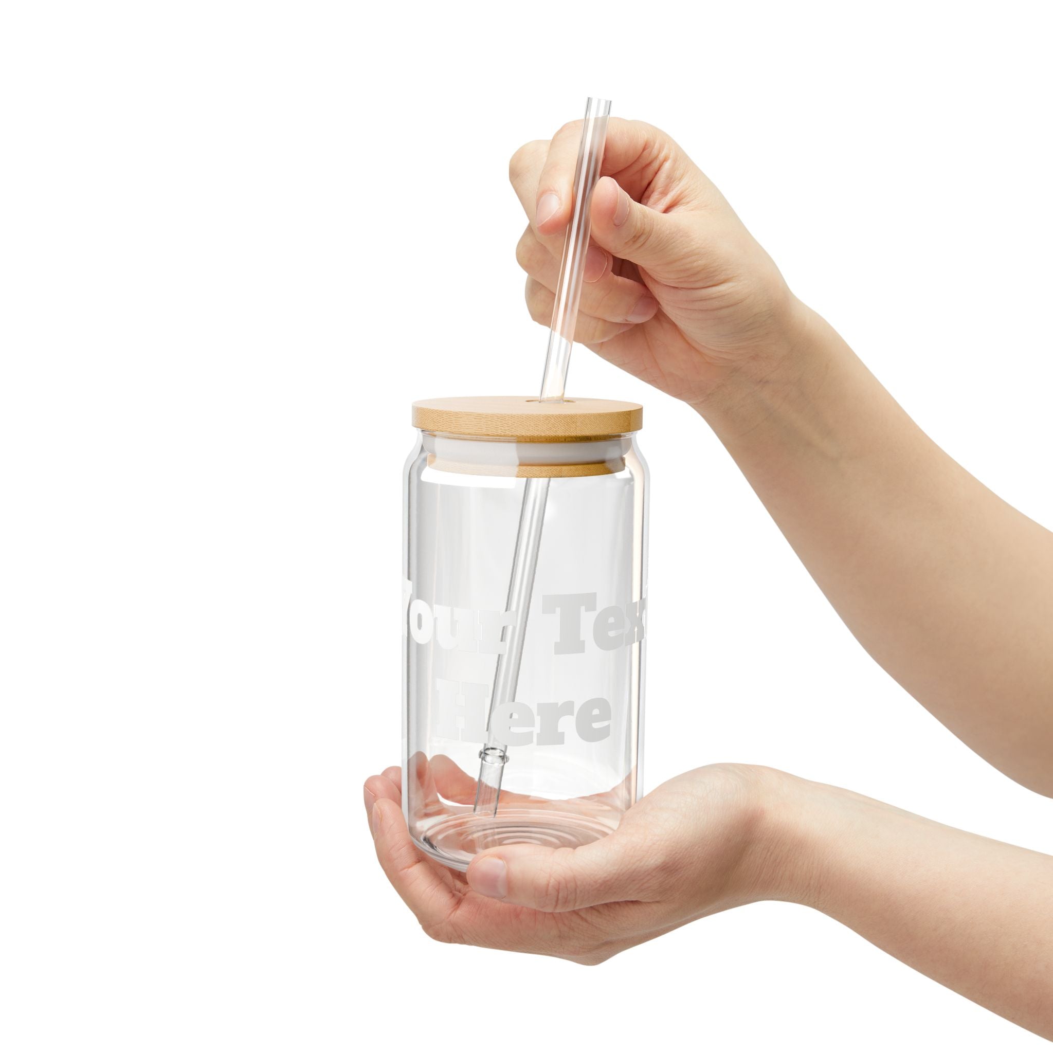 Glass Sipper Cup with Bamboo Lid & Straw — Personalized Text Design
