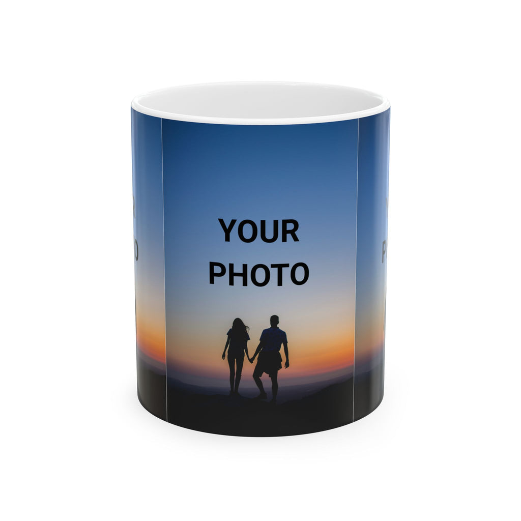 Personalized Photo Mug — Custom Sunset Couple Ceramic Coffee Cup (11oz/15oz)