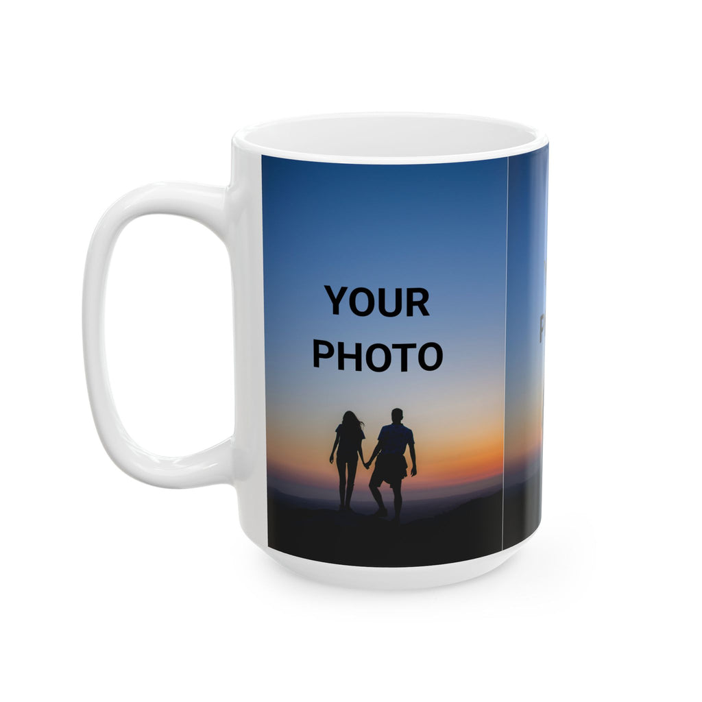 Personalized Photo Mug — Custom Sunset Couple Ceramic Coffee Cup (11oz/15oz)