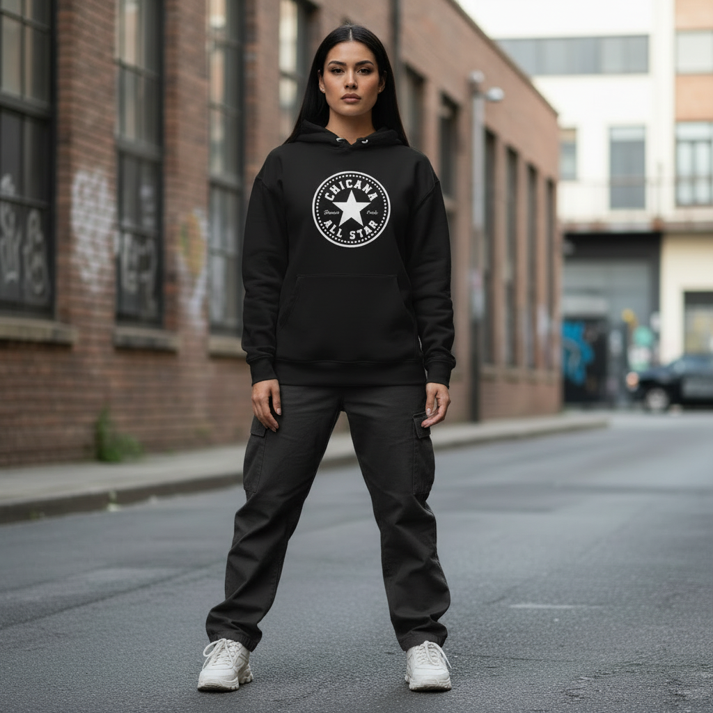 Chicana All Star Hoodie — Vintage Latina Pride Sweatshirt
