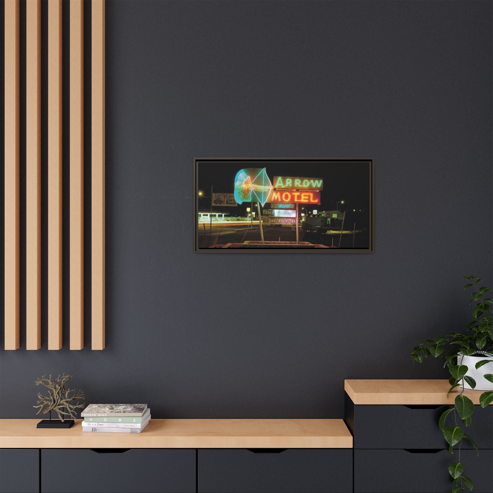 Vintage Arrow Motel Framed Canvas
