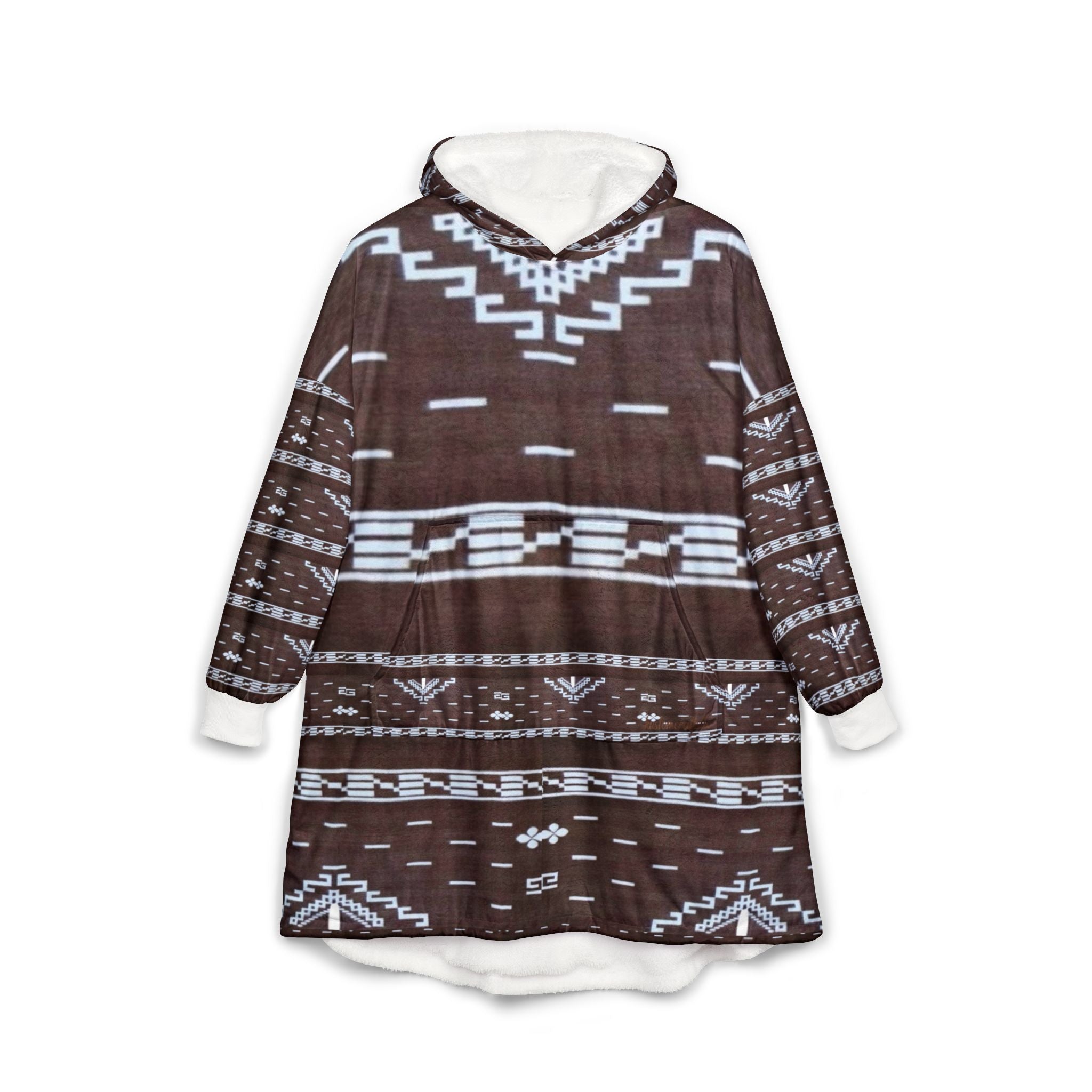 Aztec Hooded Blanket - Brown Southwestern Sherpa Robe