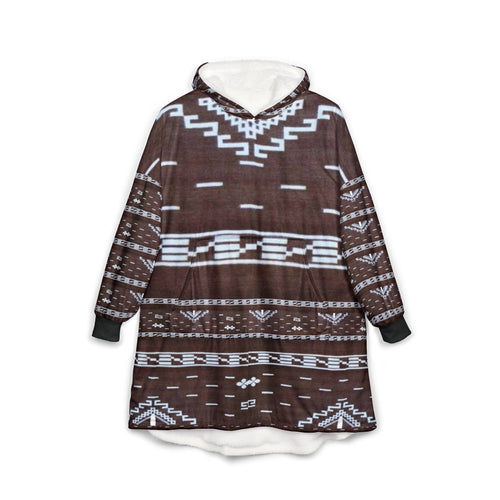 Aztec Hooded Blanket - Brown Southwestern Sherpa Robe