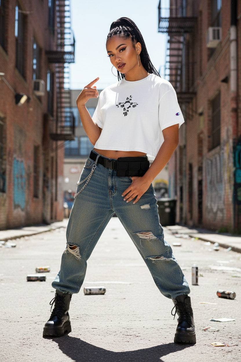 Zia Cow Print - Women's Cropped Champion T-Shirt