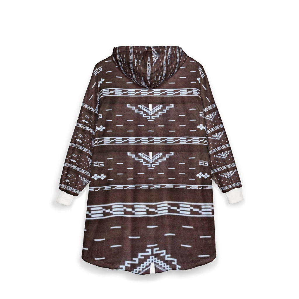 Aztec Hooded Blanket - Brown Southwestern Sherpa Robe