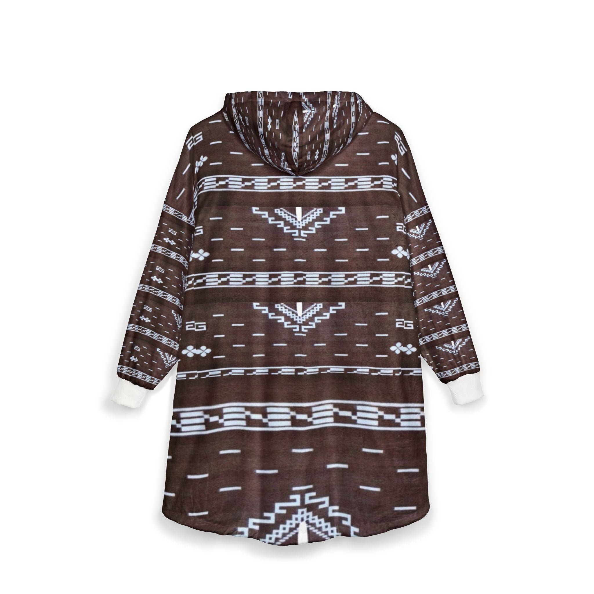 Aztec Hooded Blanket - Brown Southwestern Sherpa Robe