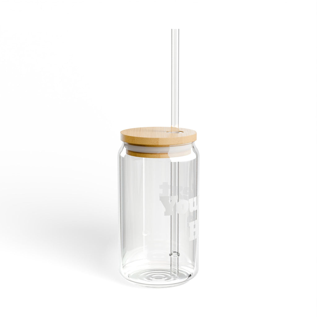 Glass Sipper Cup with Bamboo Lid & Straw — Personalized Text Design