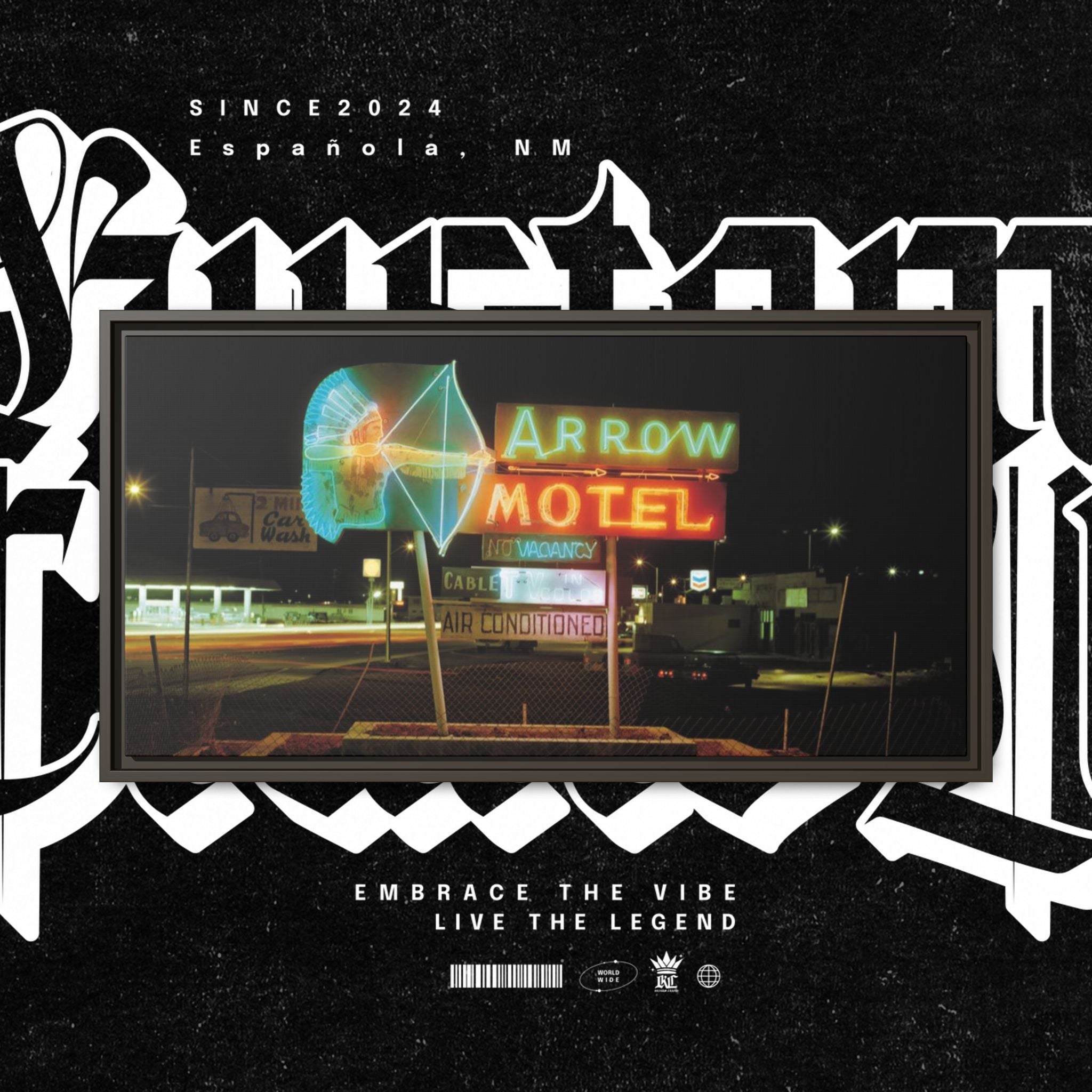 Vintage Arrow Motel Framed Canvas