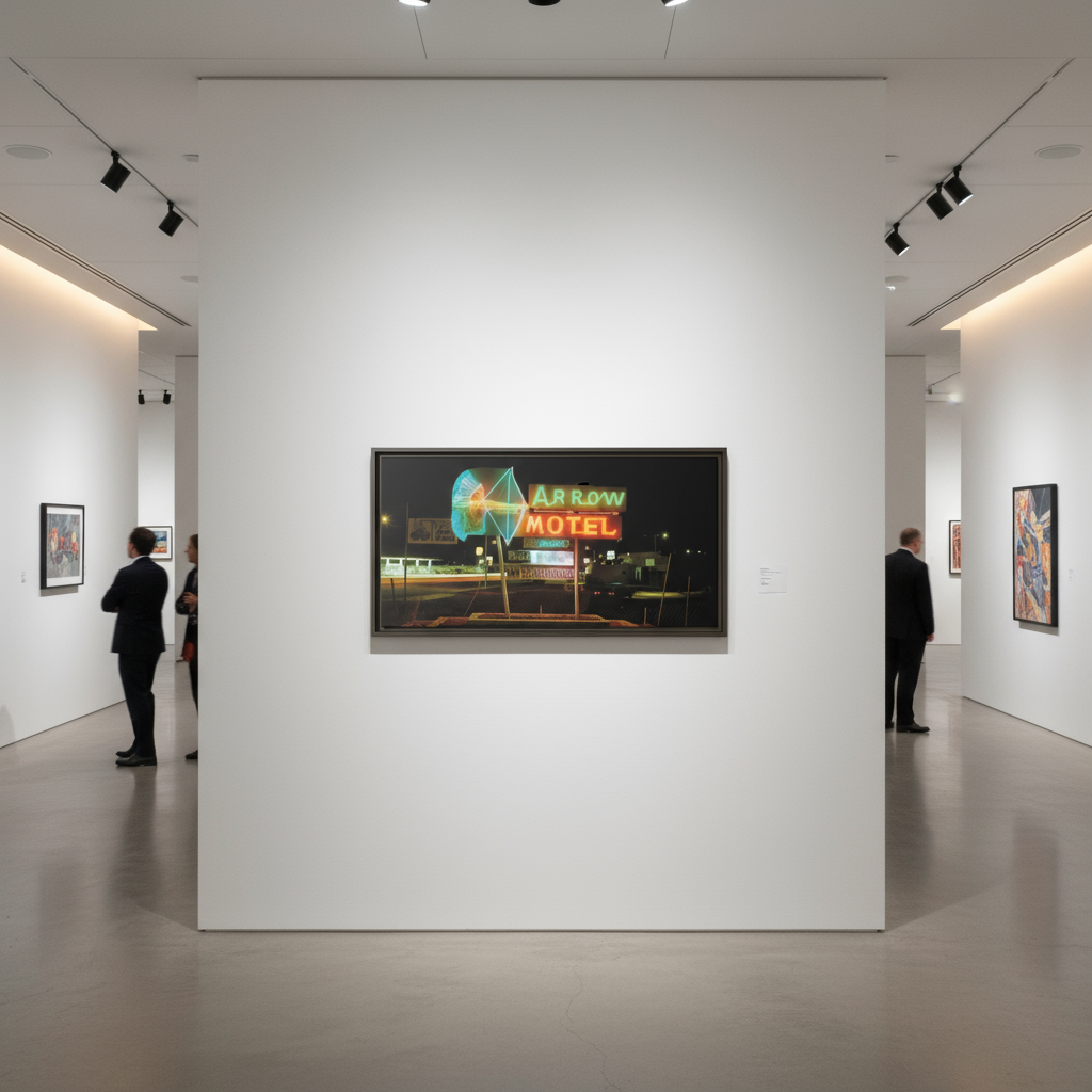 Vintage Arrow Motel Framed Canvas