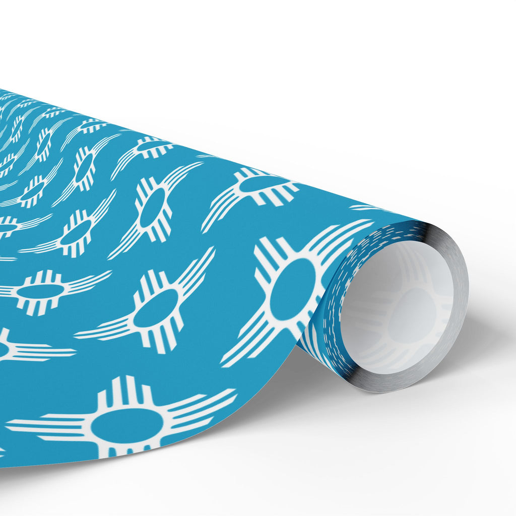Zia Sun Pattern Wrapping Paper | Turquoise Southwestern Gift Wrap