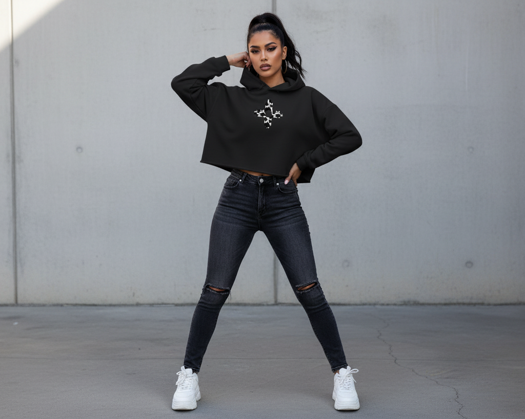 Zia Sun, Cow Print - Cropped Hoodie