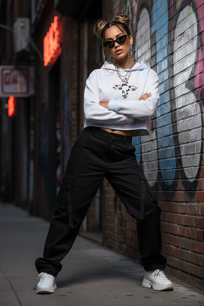 Zia Sun, Cow Print - Cropped Hoodie