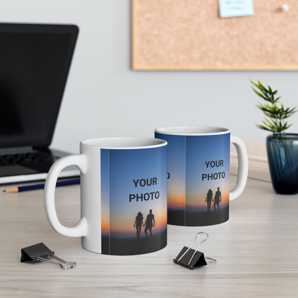 Personalized Photo Mug — Custom Sunset Couple Ceramic Coffee Cup (11oz/15oz)