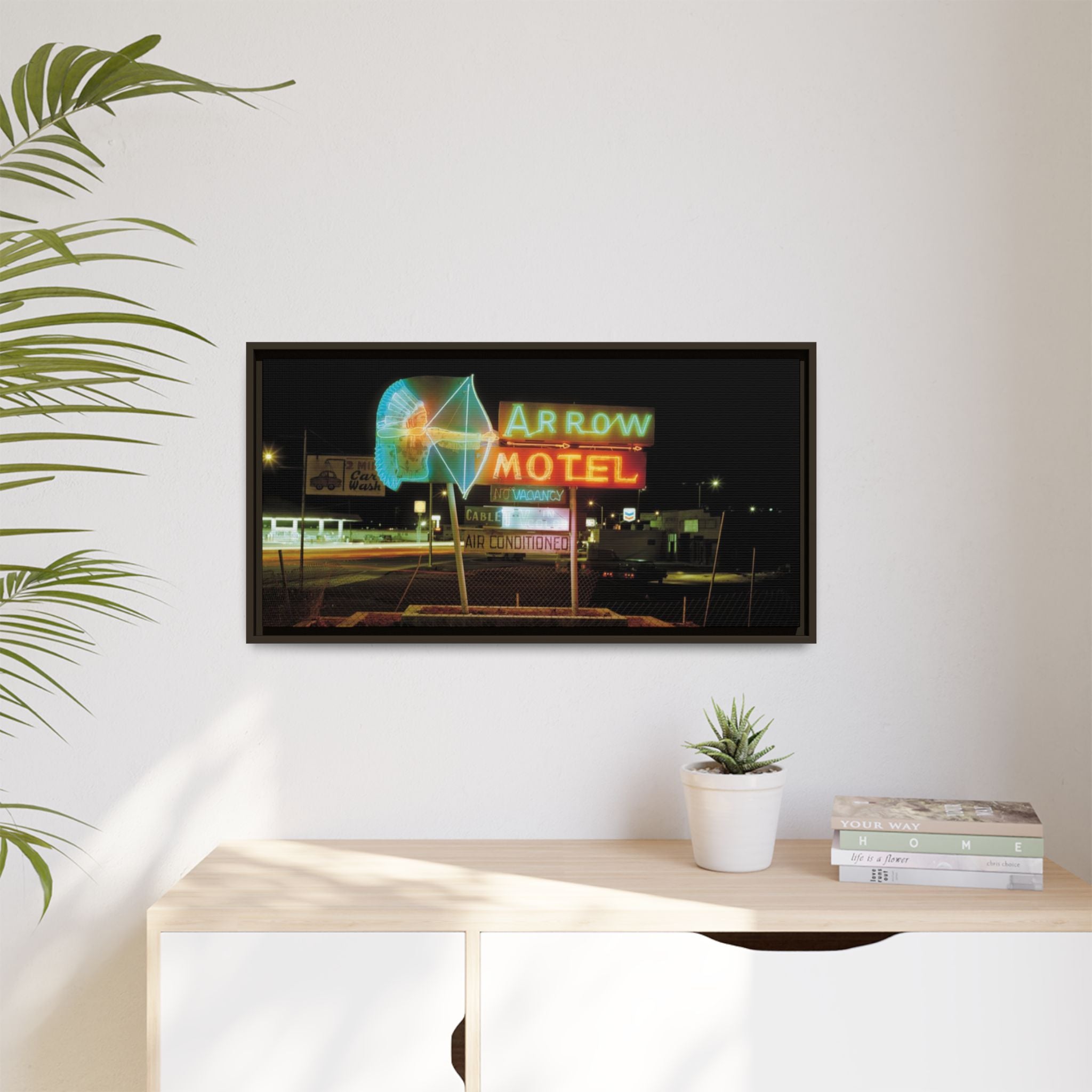 Vintage Arrow Motel Framed Canvas