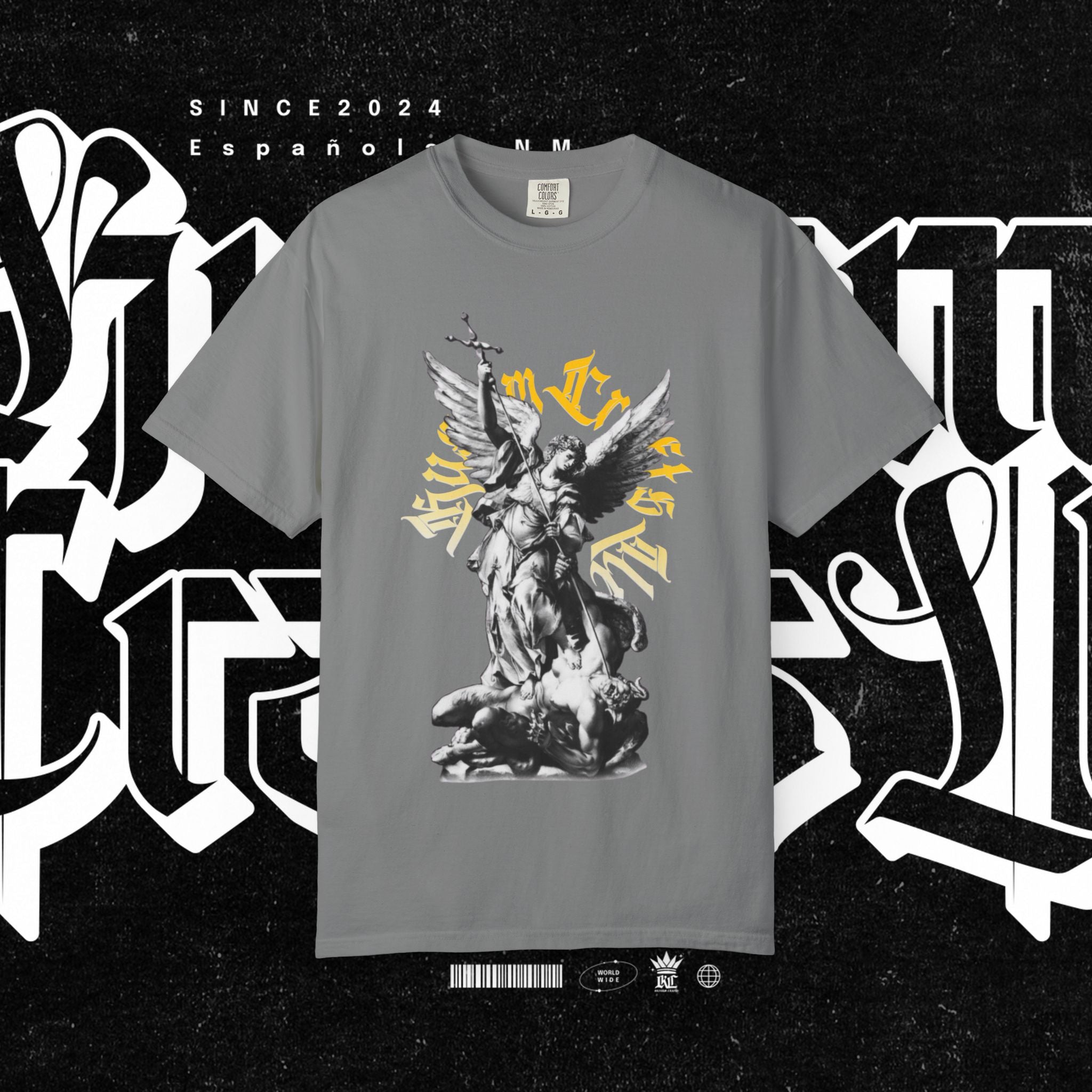 Saint Micheal Vintage-Inspired Graphic T-Shirt featuring Angel Design, Perfect for Casual Wear, Gift for Art Lovers, Streetwear Essential, Unisex Tee