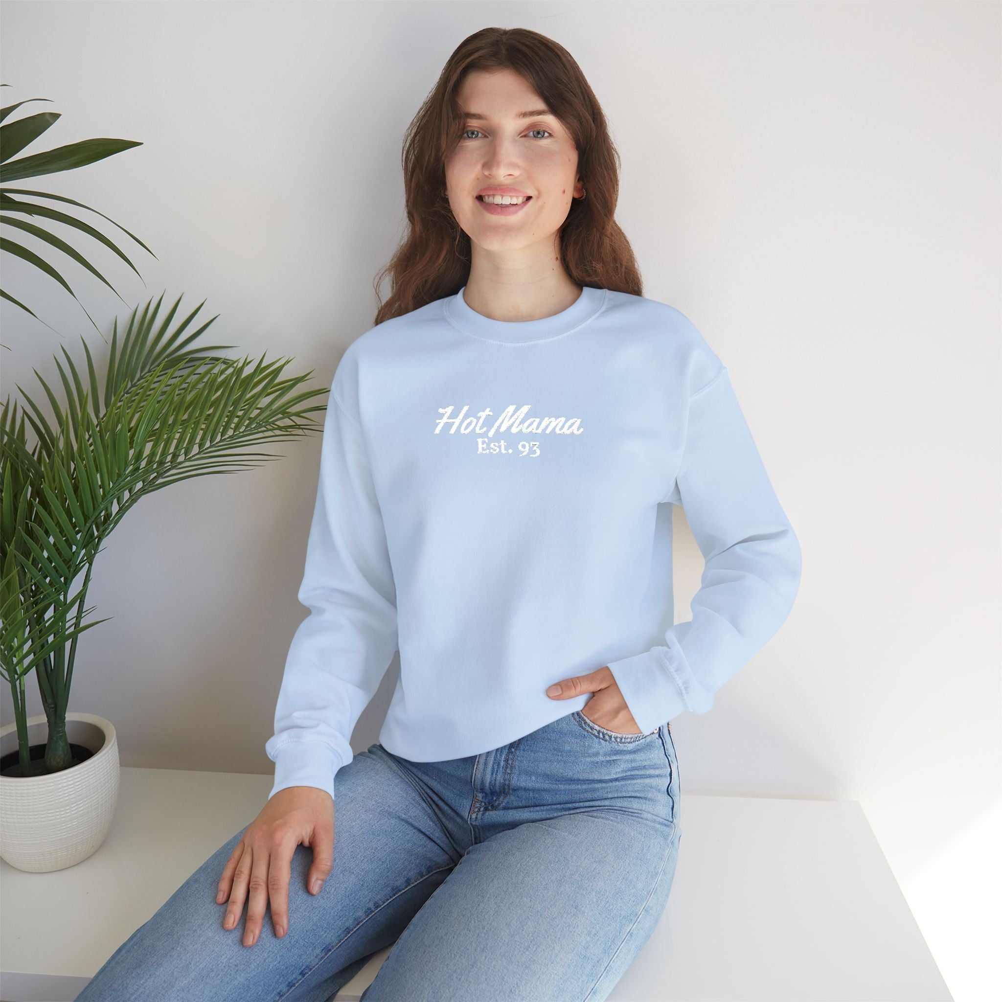 Hot Mama - Personalized Embroidery Crewneck Sweatshirt