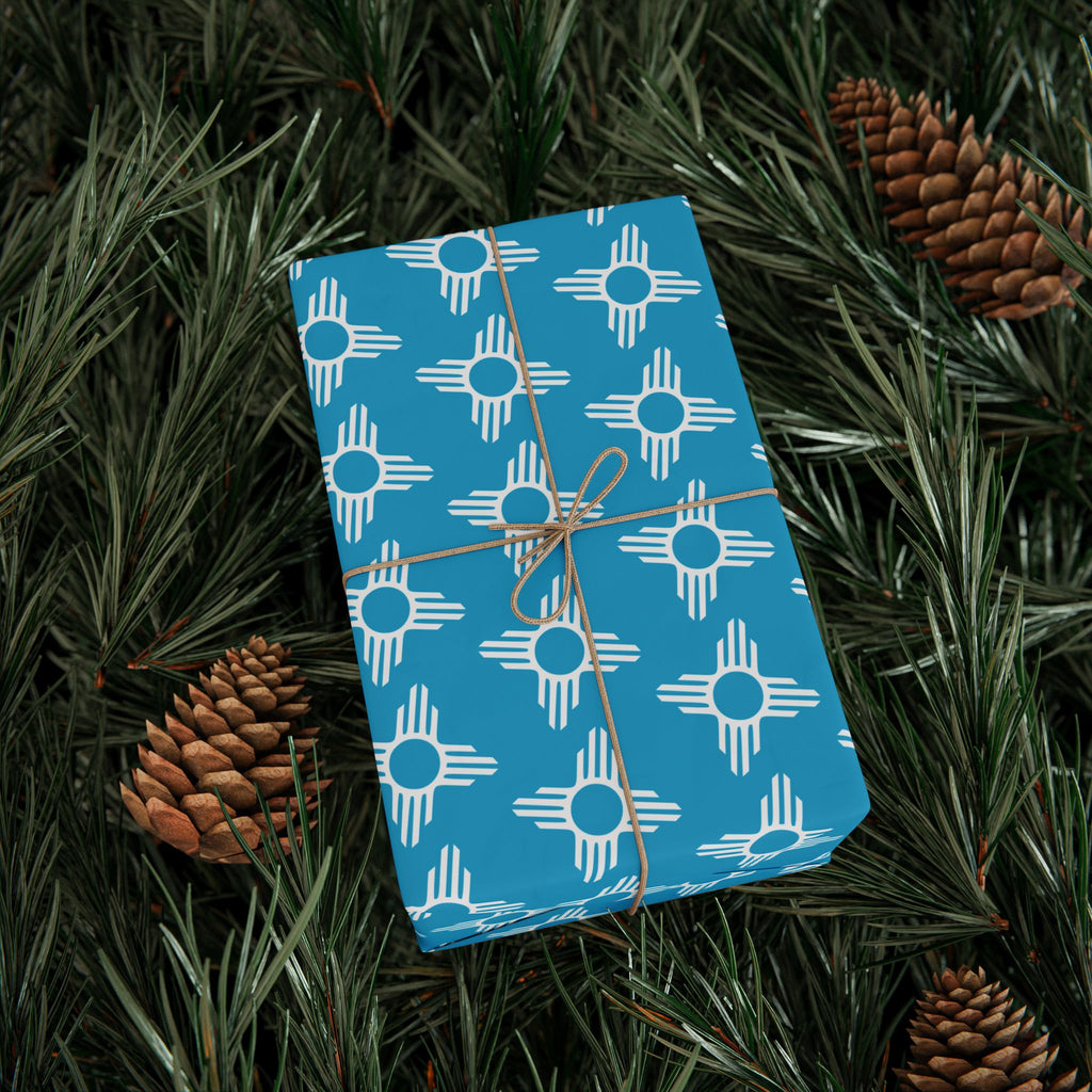 Zia Sun Pattern Wrapping Paper | Turquoise Southwestern Gift Wrap
