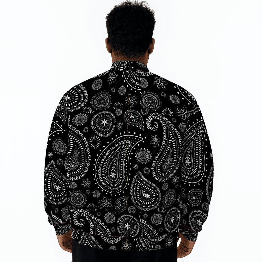 Button-up Baseball Jacket - Bandana Pattern