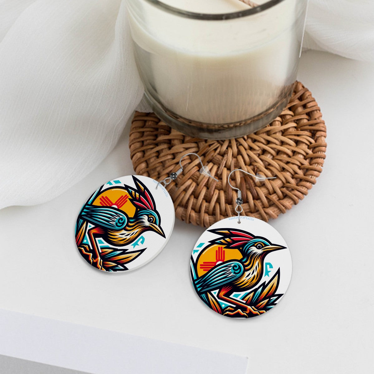 Roadrunner - Leather Round Earrings