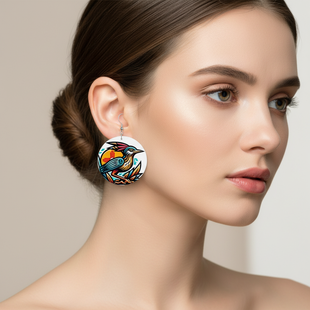 Roadrunner - Leather Round Earrings