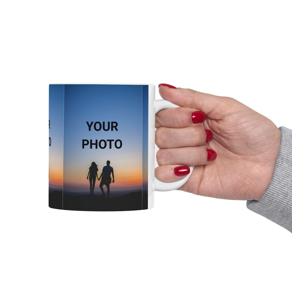 Personalized Photo Mug — Custom Sunset Couple Ceramic Coffee Cup (11oz/15oz)
