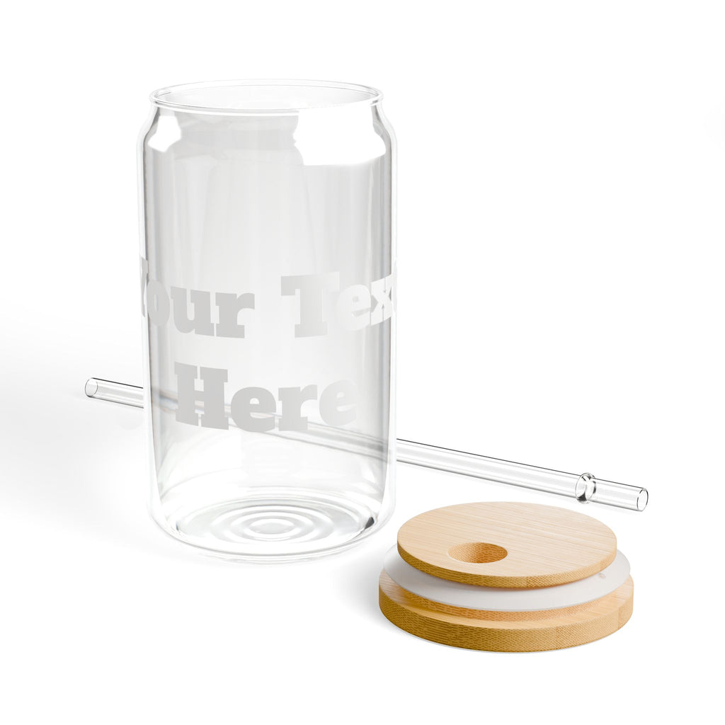 Glass Sipper Cup with Bamboo Lid & Straw — Personalized Text Design