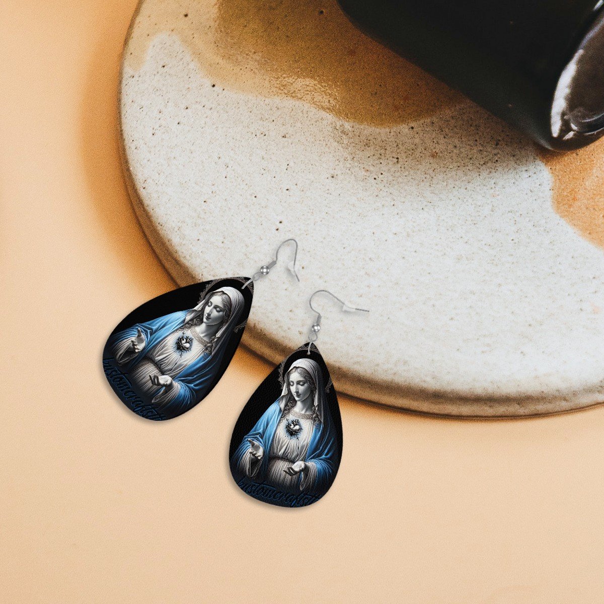 Our Lady - Leather Teardrop Earrings
