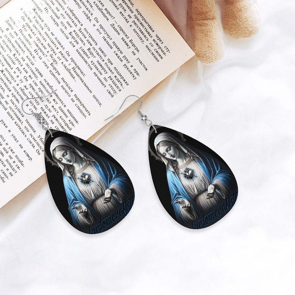 Our Lady - Leather Teardrop Earrings