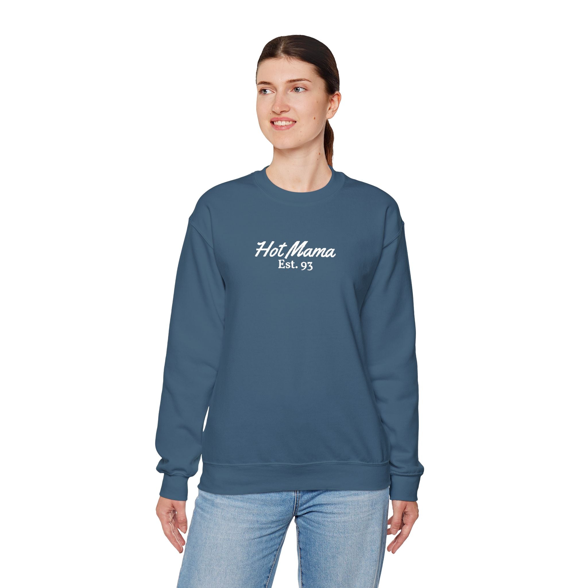 Hot Mama - Personalized Embroidery Crewneck Sweatshirt