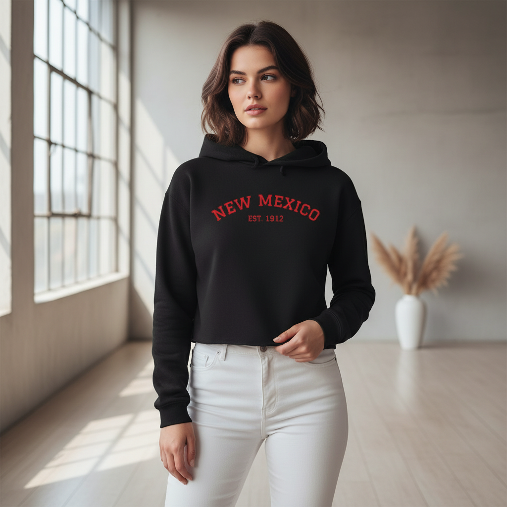 New Mexico Cropped Women's Hooded Sweatshirt