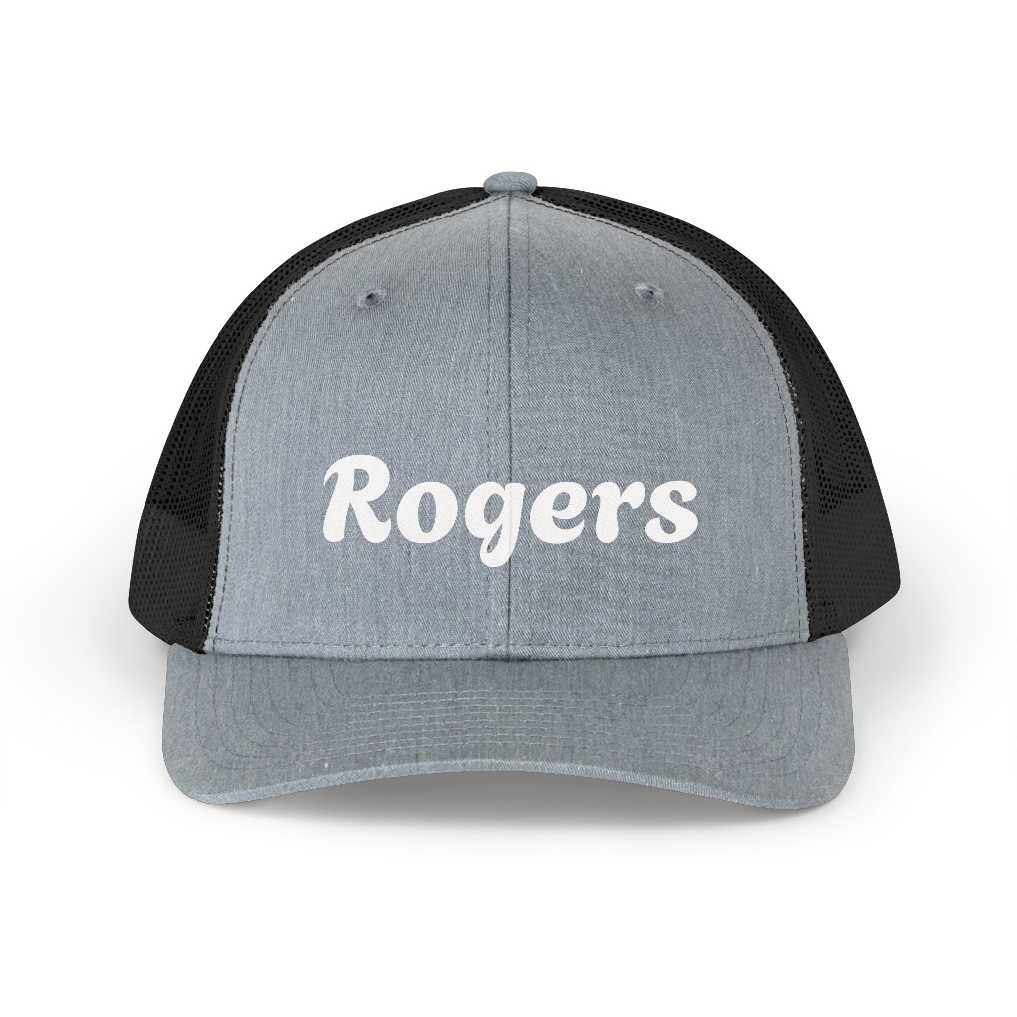 Rogers Retro Trucker Hat — Personalized Vintage Script Mesh Cap