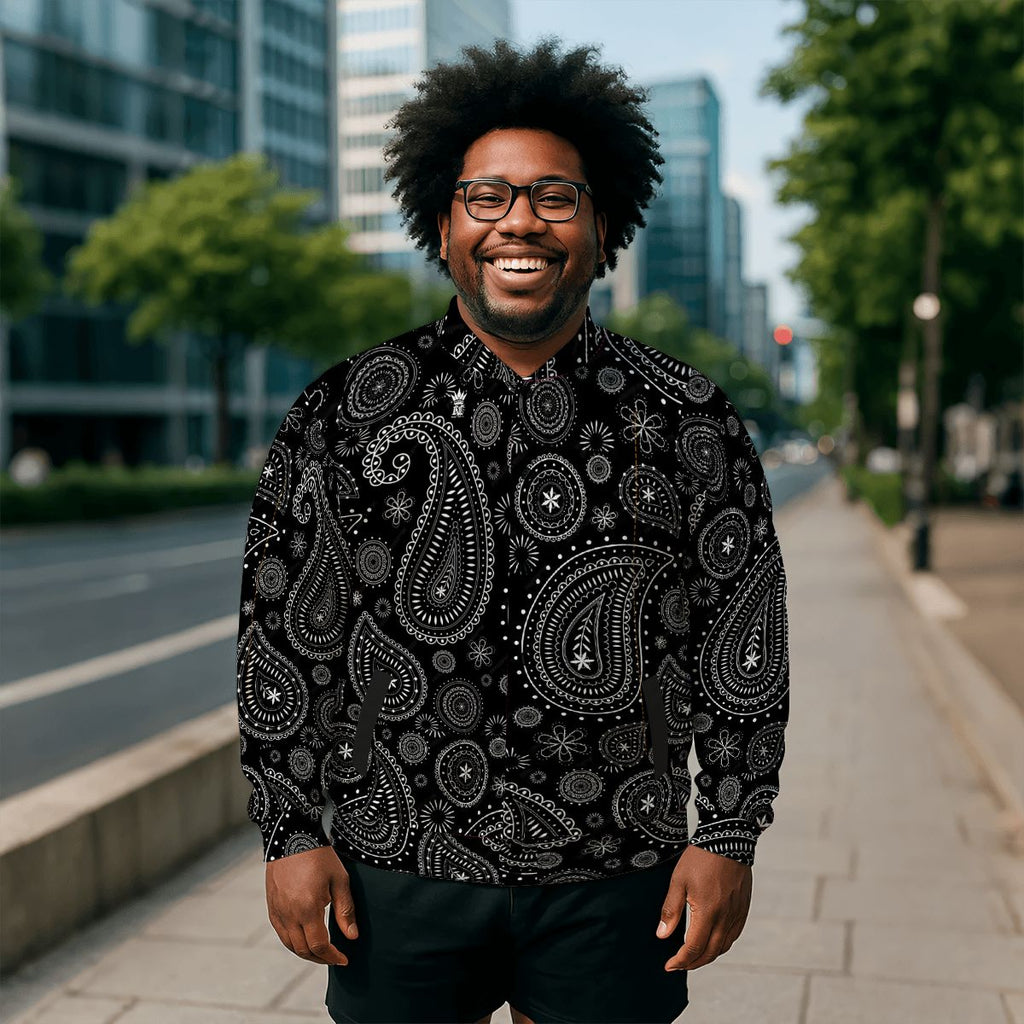 Button-up Baseball Jacket - Bandana Pattern