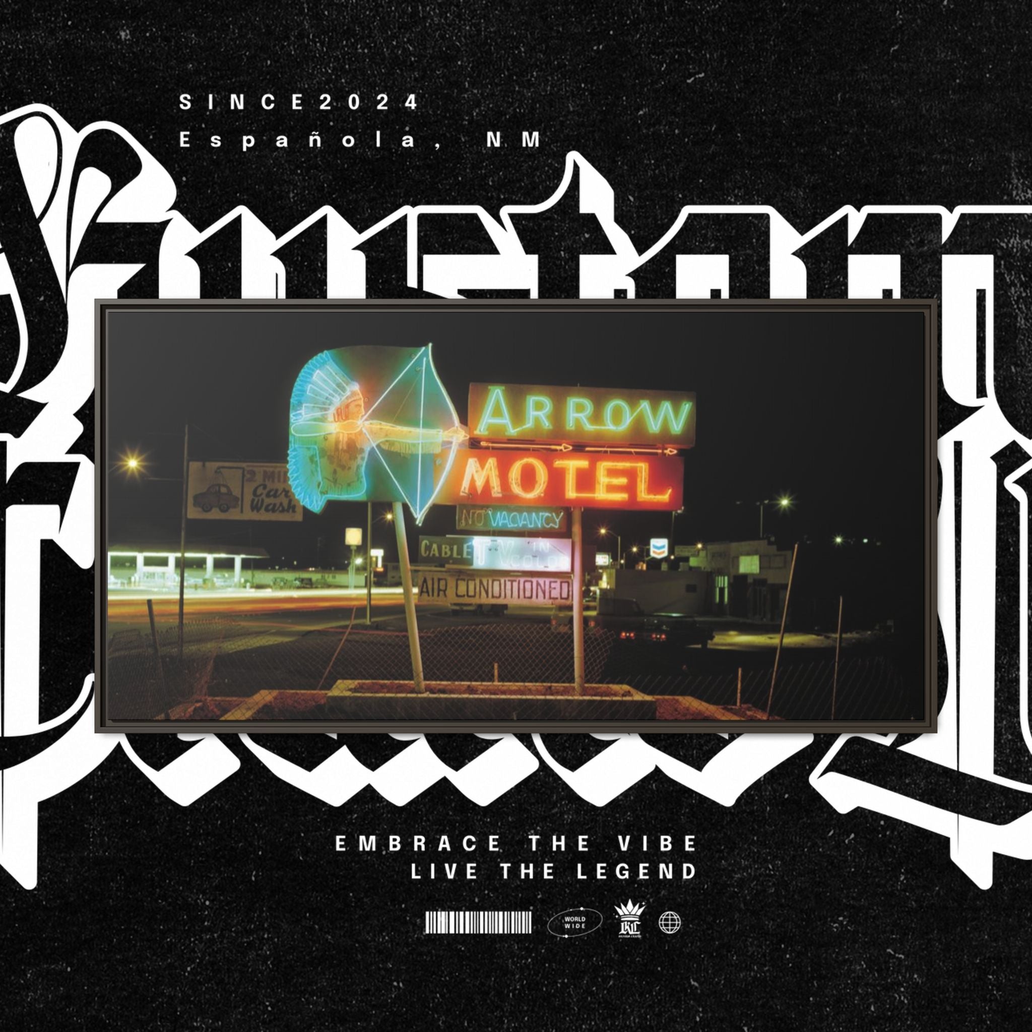 Vintage Arrow Motel Framed Canvas