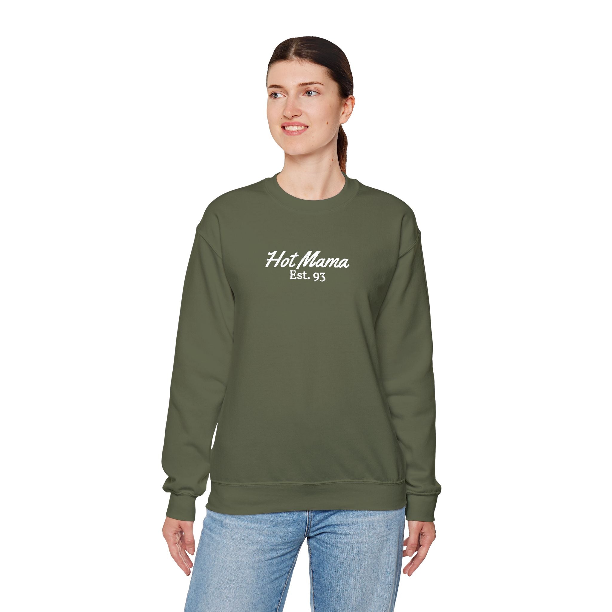 Hot Mama - Personalized Embroidery Crewneck Sweatshirt