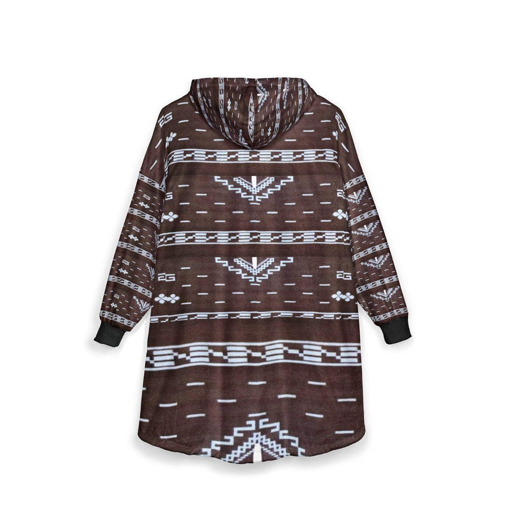 Aztec Hooded Blanket - Brown Southwestern Sherpa Robe