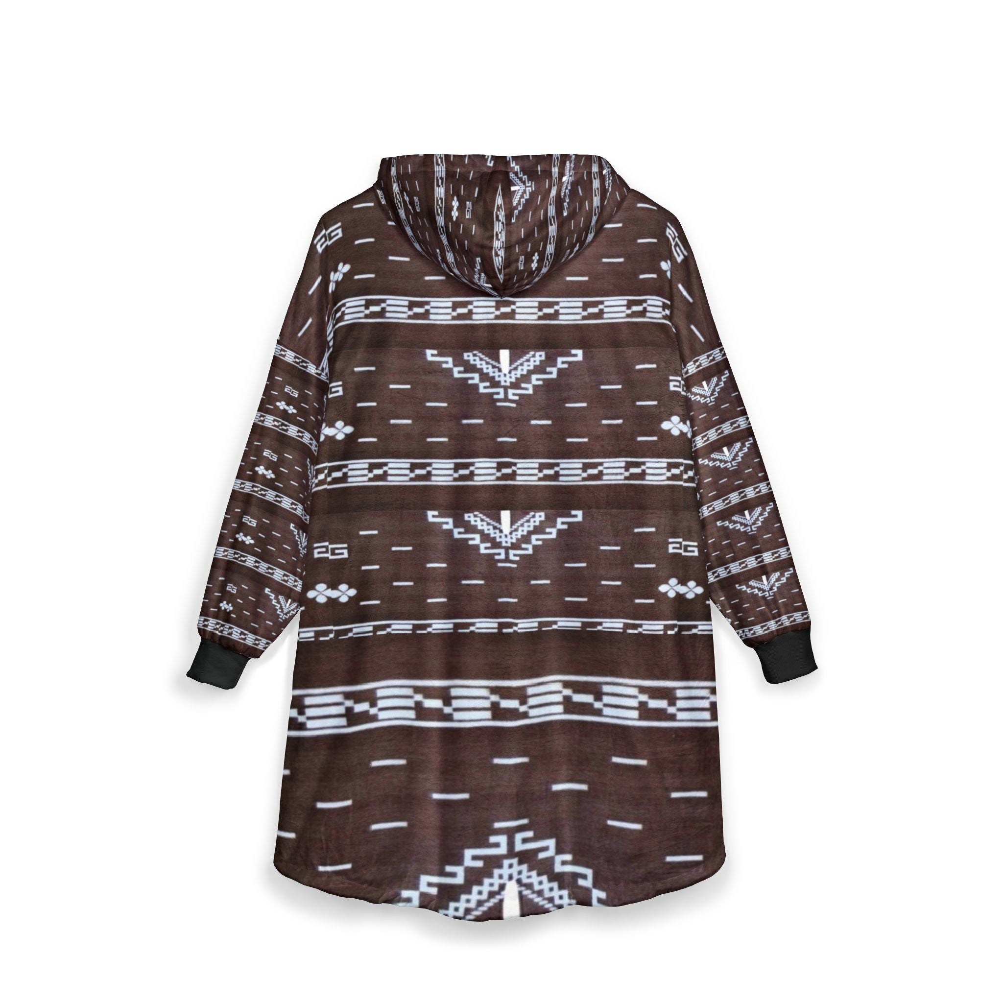 Aztec Hooded Blanket - Brown Southwestern Sherpa Robe