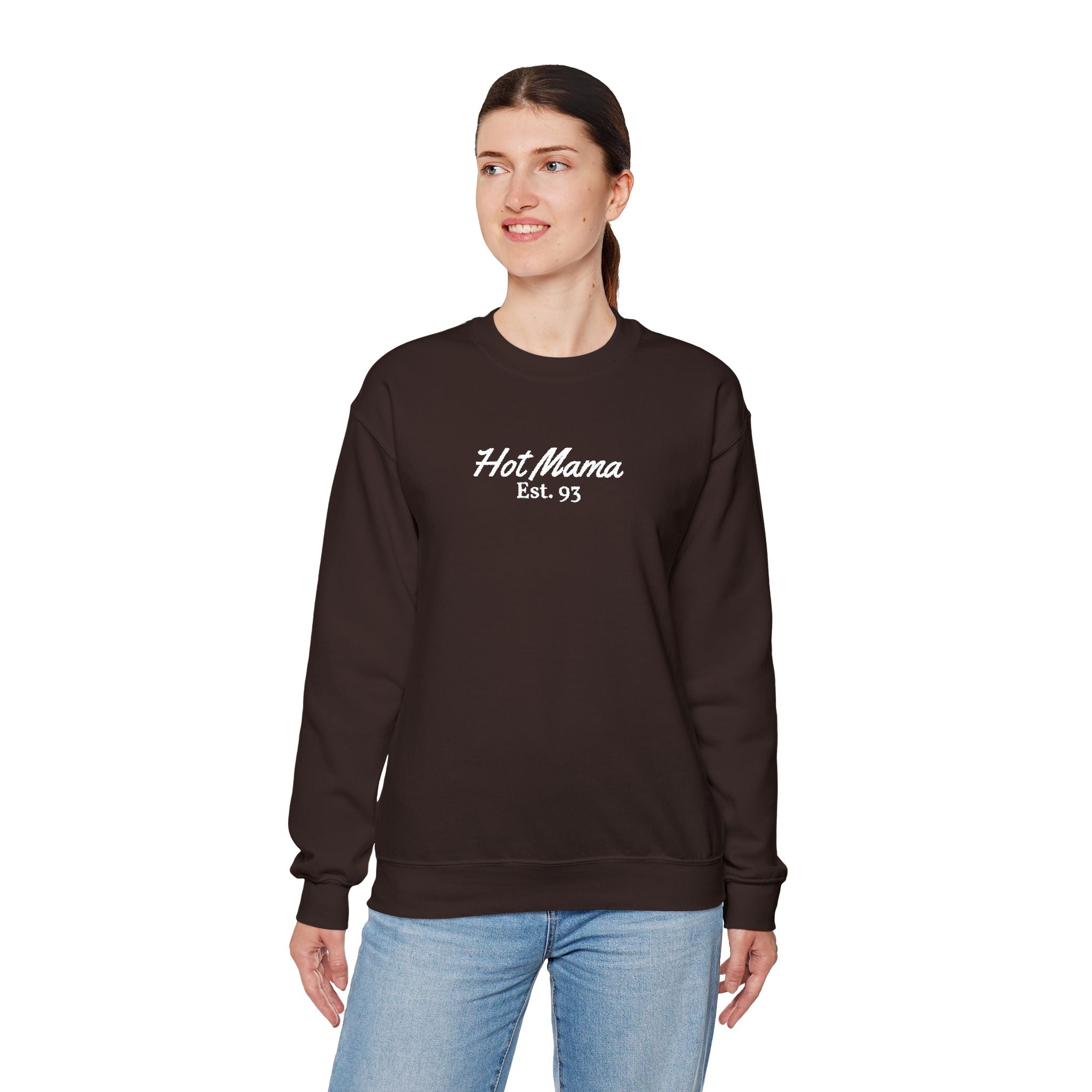 Hot Mama - Personalized Embroidery Crewneck Sweatshirt