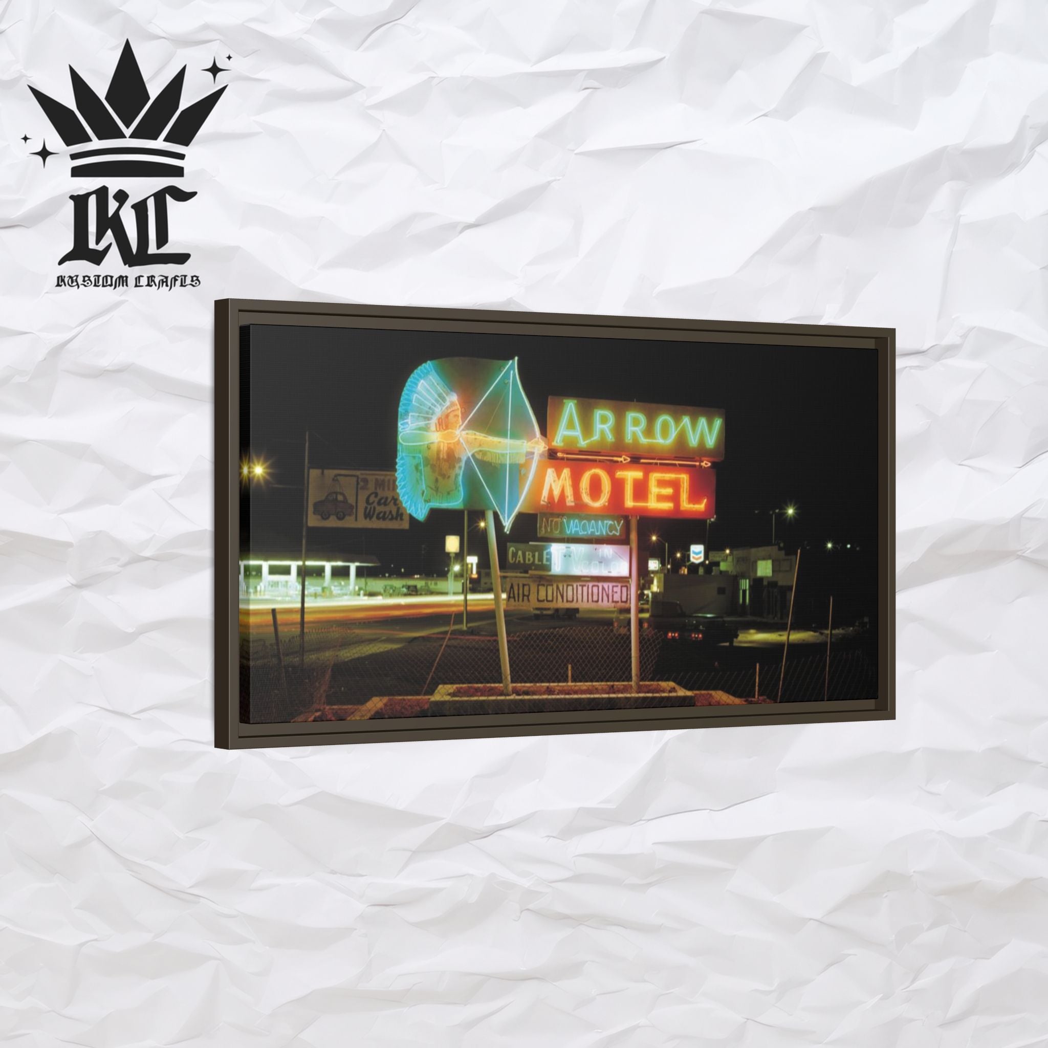 Vintage Arrow Motel Framed Canvas