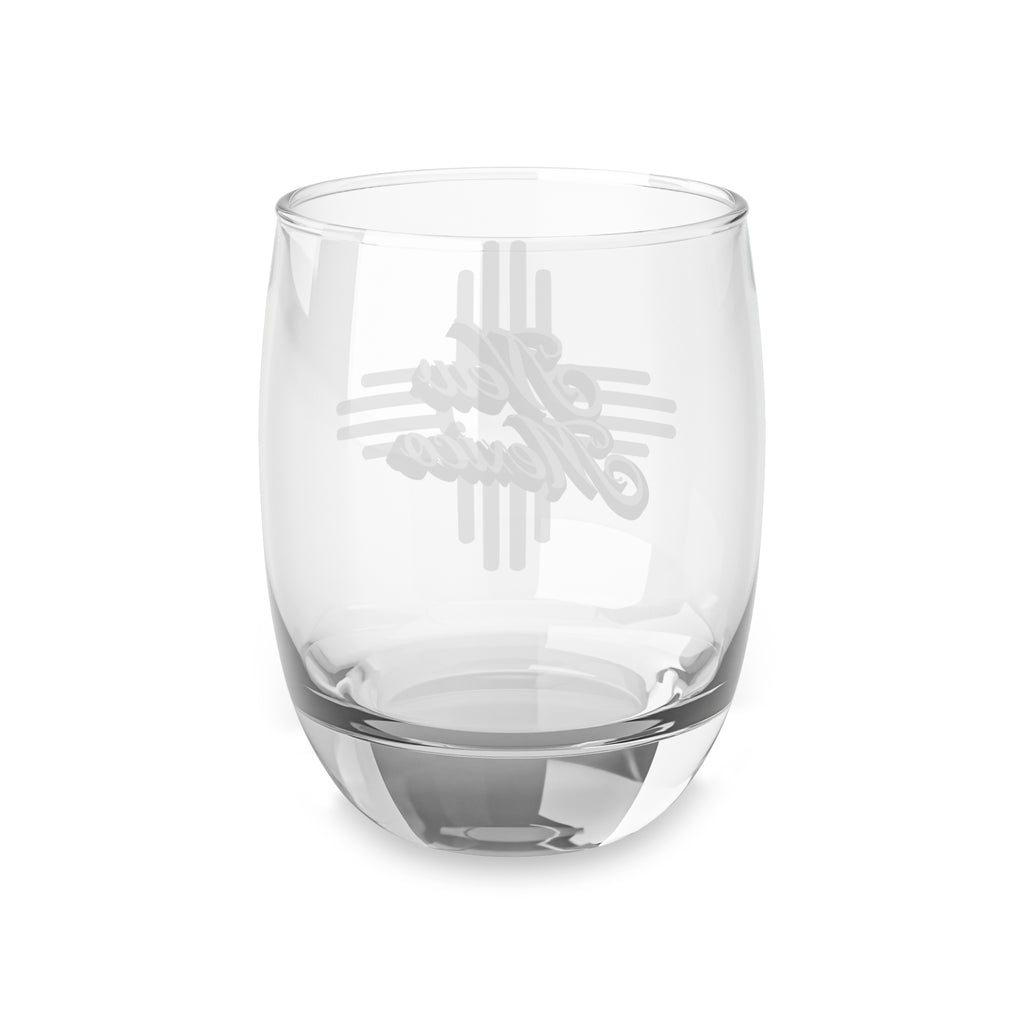 New Mexico Script Whiskey Glass | Zia Sun Symbol, State Pride