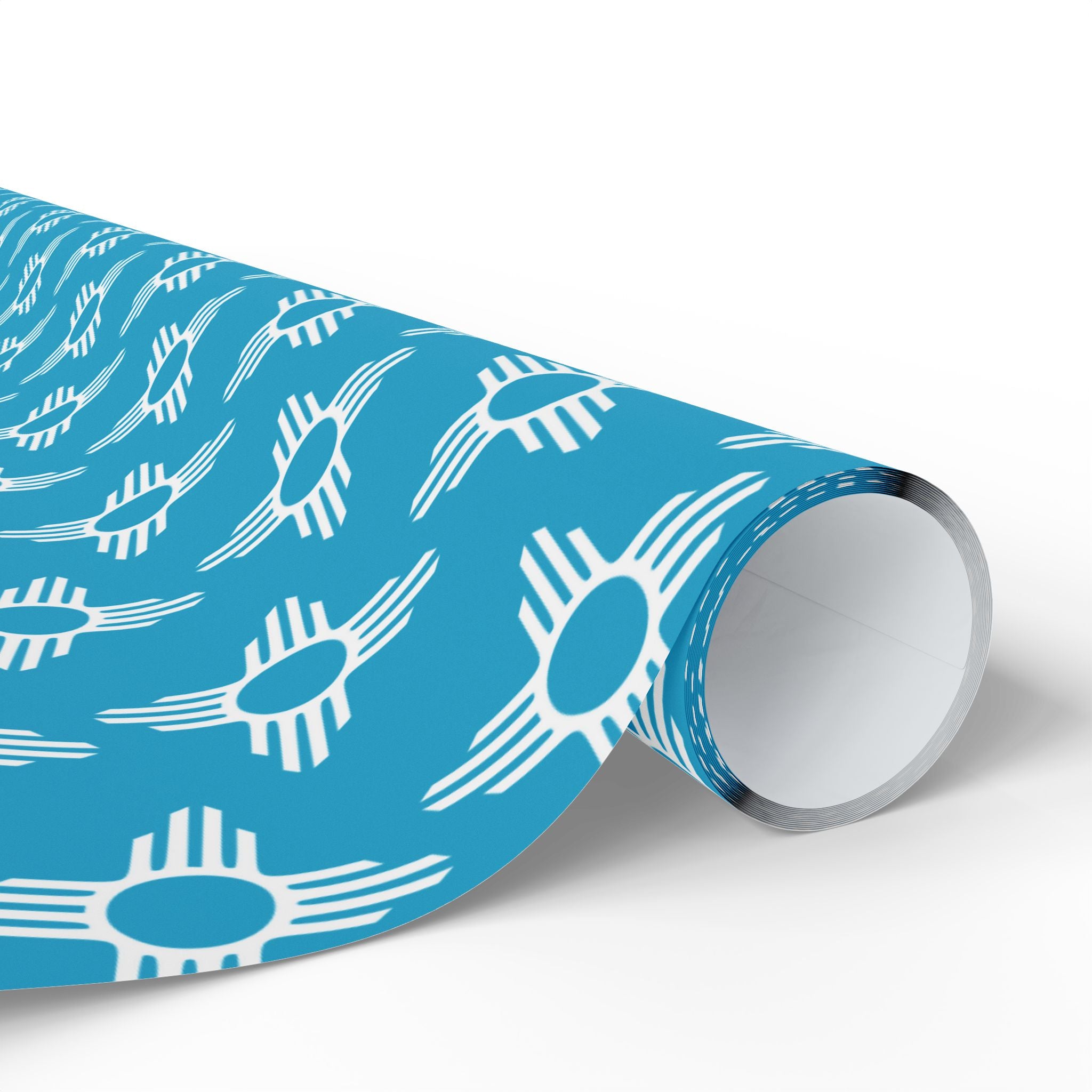 Zia Sun Pattern Wrapping Paper | Turquoise Southwestern Gift Wrap